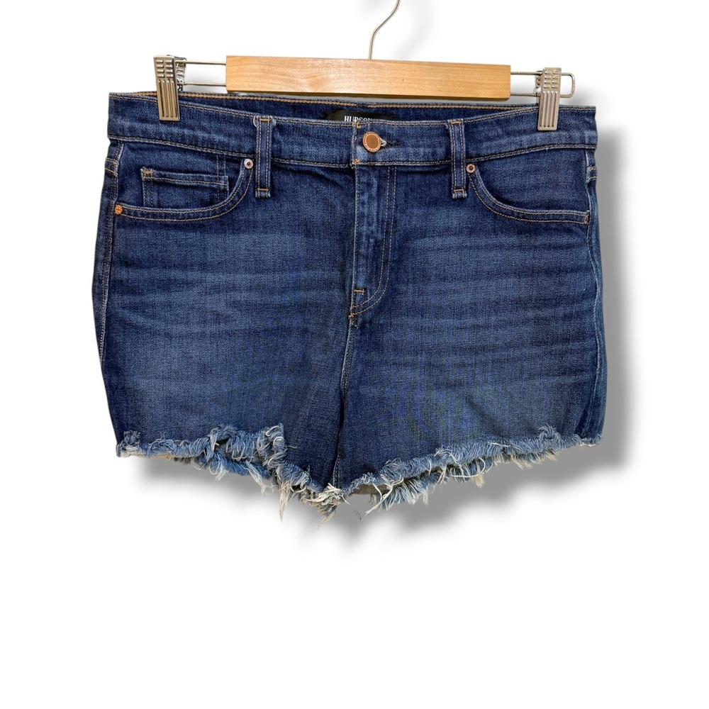 Hudson Gemma Denim Cutoff Shorts Womens 28 Blue Distressed Frayed Raw Hem
